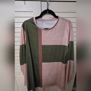New,  No TagsPink and Green Colorblock Long Sleeve Top With Matching Bottoms